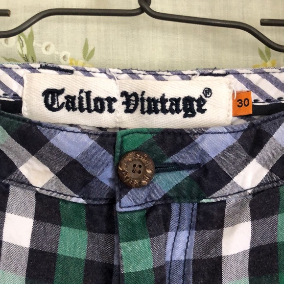 Tailor Vintage blue/green/white check print shorts size 30! - Picture 2 of 4